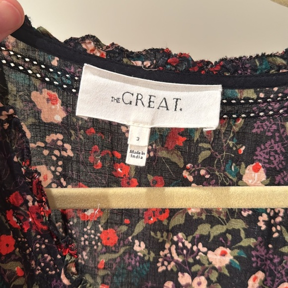 The Great Yonder Midi in Black Fresh Water Floral Cotton Tiered Dress, Size 3 - Picture 7 of 8